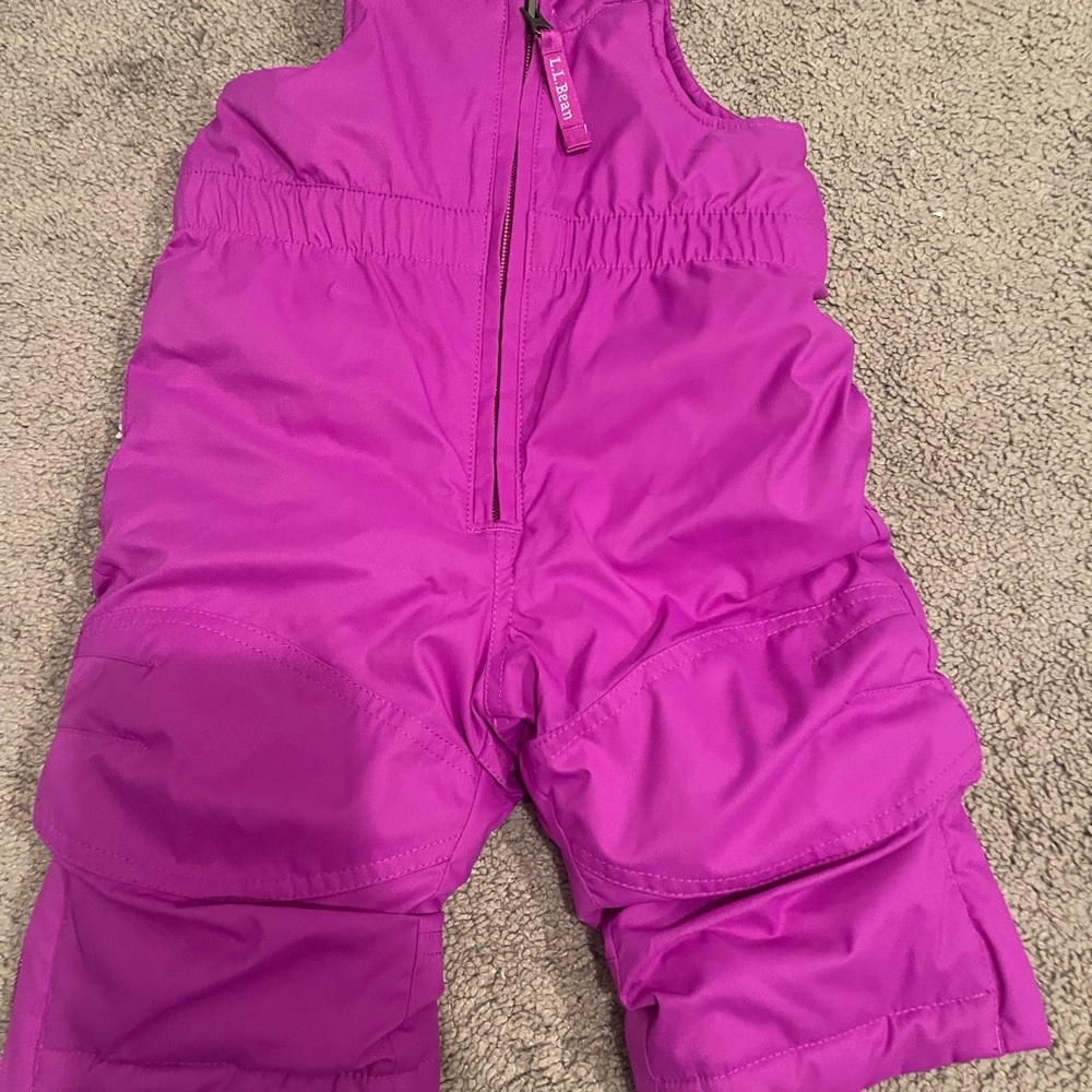 Like new baby girls LLBean snow bibs purple size 6-12 months